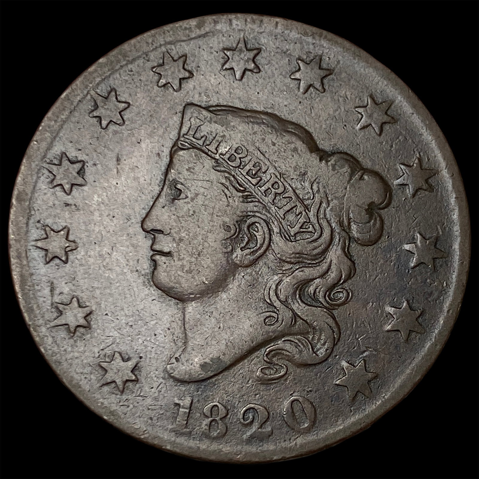 1820 Coronet Head Large Cent LIGHTLY CIRCULATED: 1820 Coronet Head Large Cent LIGHTLY CIRCULATED