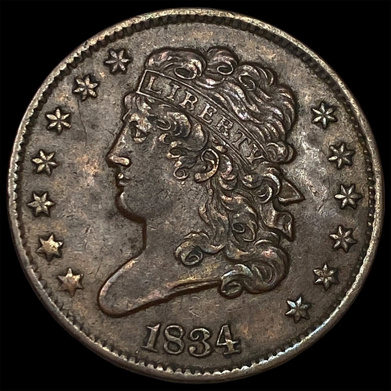 1834 Classic Head Half Cent CHOICE AU: 1834 Classic Head Half Cent CHOICE AU