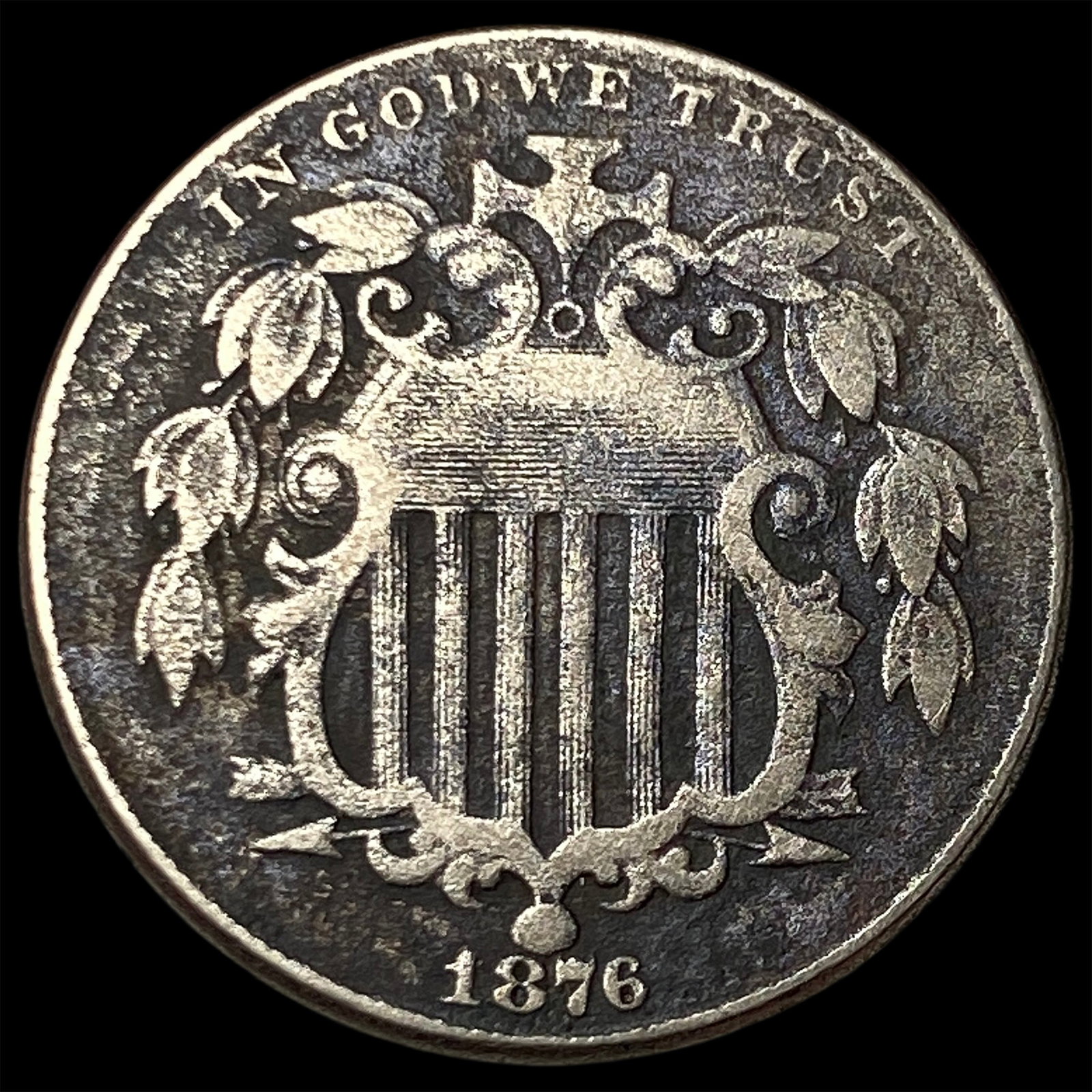 1876 Shield Nickel NEARLY UNCIRCULATED: 1876 Shield Nickel NEARLY UNCIRCULATED