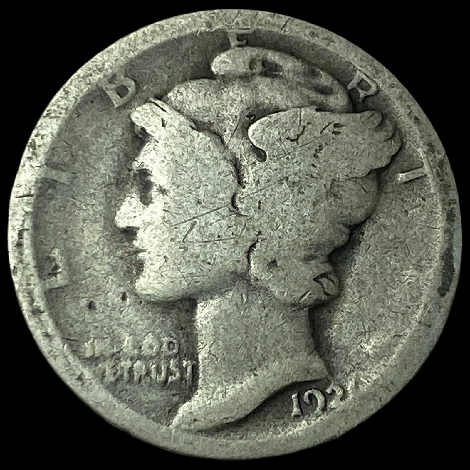 1921 Silver Mercury Dime NICELY CIRCULATED: 1921 Silver Mercury Dime NICELY CIRCULATED