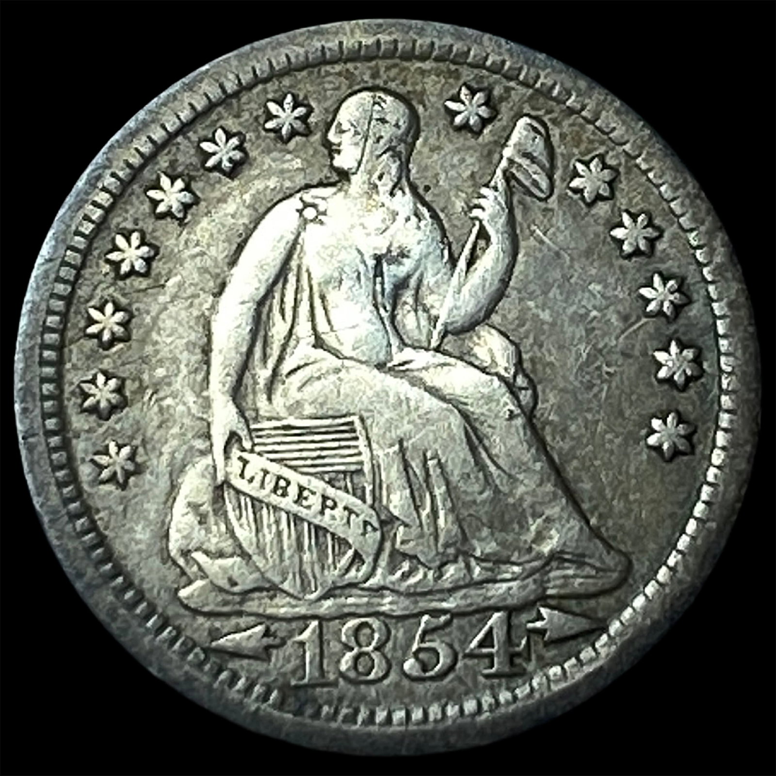 1854 Arrows Seated Liberty Half Dime NEARLY UNCIRCULATED (1 of 2)