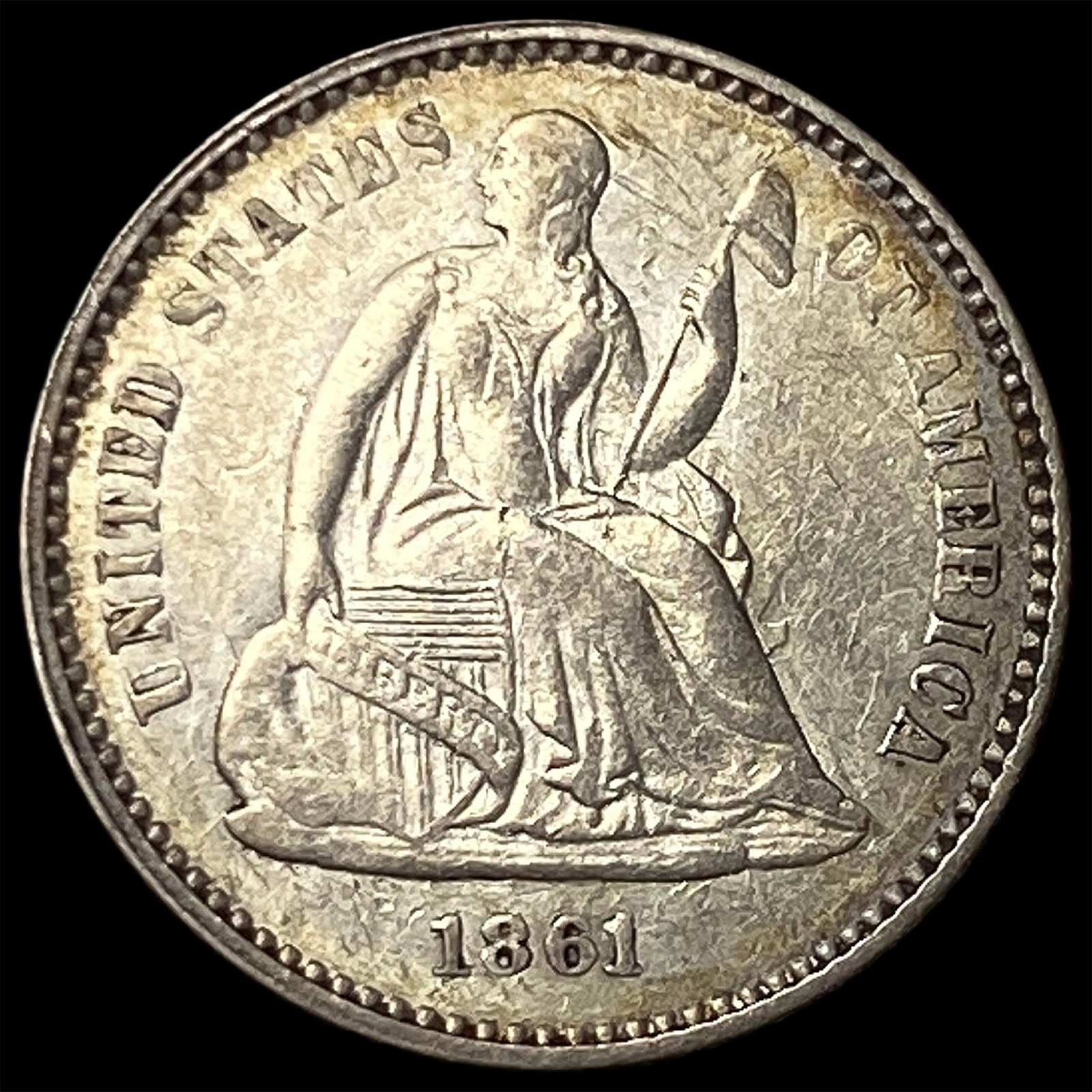 1861 Silver Half Dime CLOSELY UNCIRCULATED: 1861 Silver Half Dime CLOSELY UNCIRCULATED
