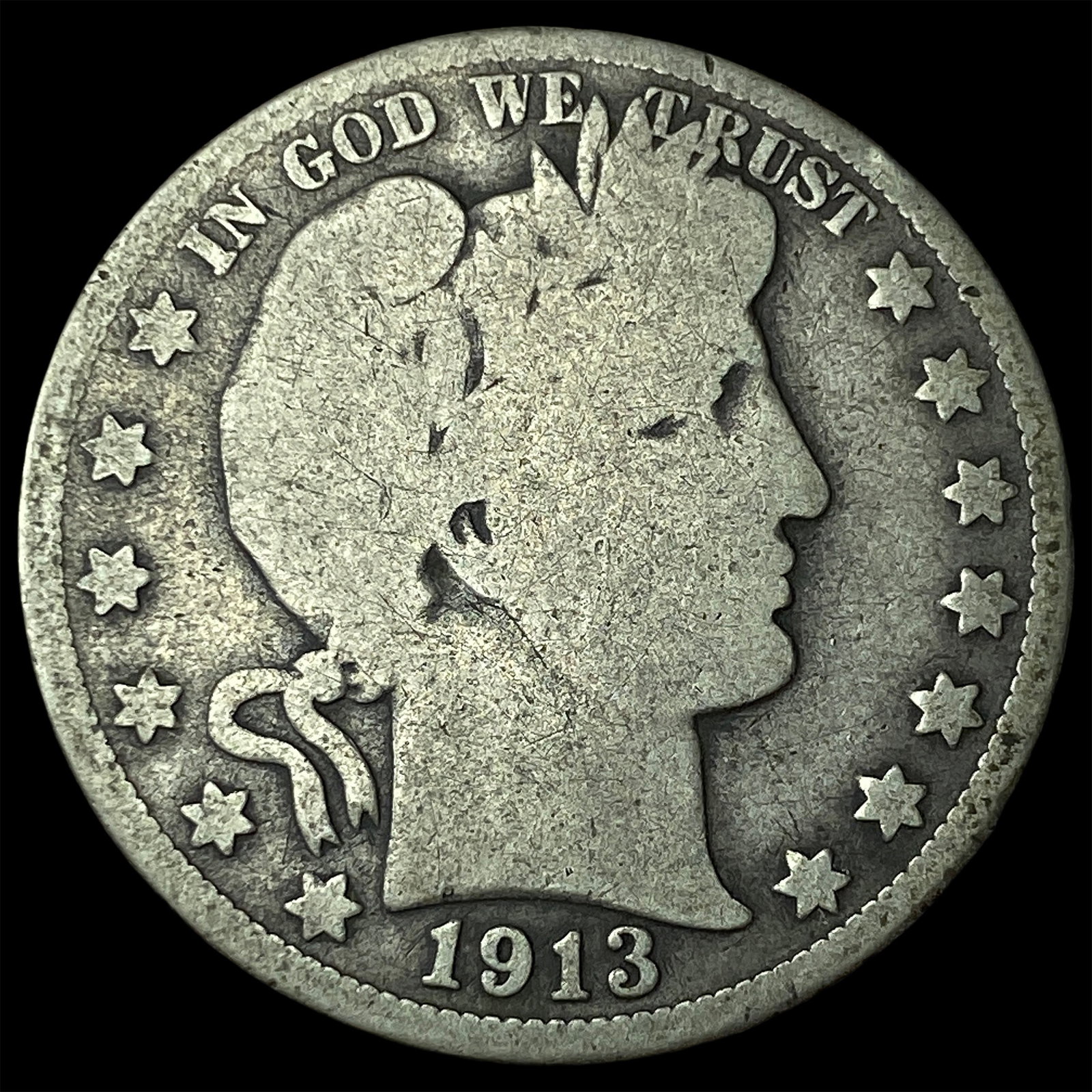 1913 Silver Barber Half Dollar NICELY CIRCULATED (1 of 2)