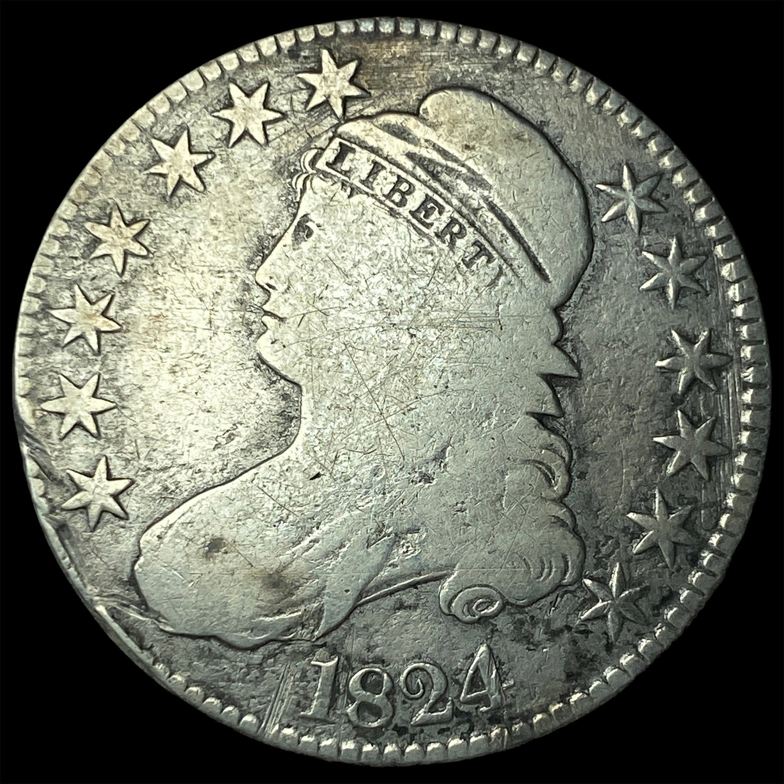 1824 Capped Bust Half Dollar NICELY CIRCULATED: 1824 Capped Bust Half Dollar NICELY CIRCULATED