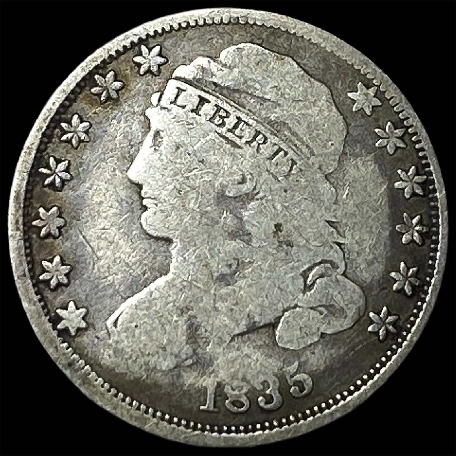 1835 Silver Capped Bust Dime NICELY CIRCULATED: 1835 Silver Capped Bust Dime NICELY CIRCULATED