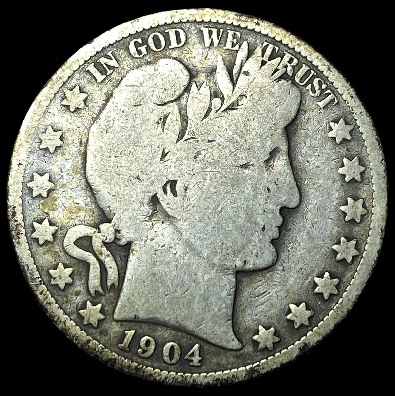 1904-S Silver Barber Half Dollar NICELY CIRCULATED: 1904-S Silver Barber Half Dollar NICELY CIRCULATED