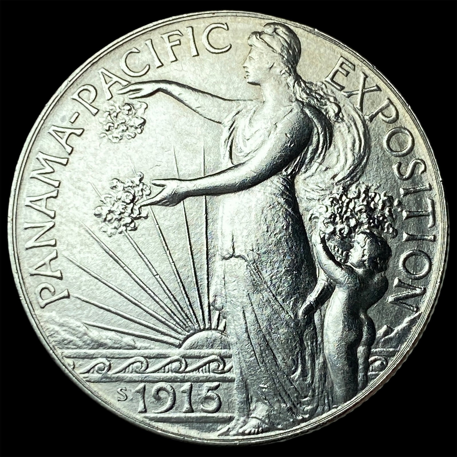 1915-S Silver Panama-Pacific Half Dollar CLOSELY UNCIRCULATED: 1915-S Silver Panama-Pacific Half Dollar CLOSELY UNCIRCULATED