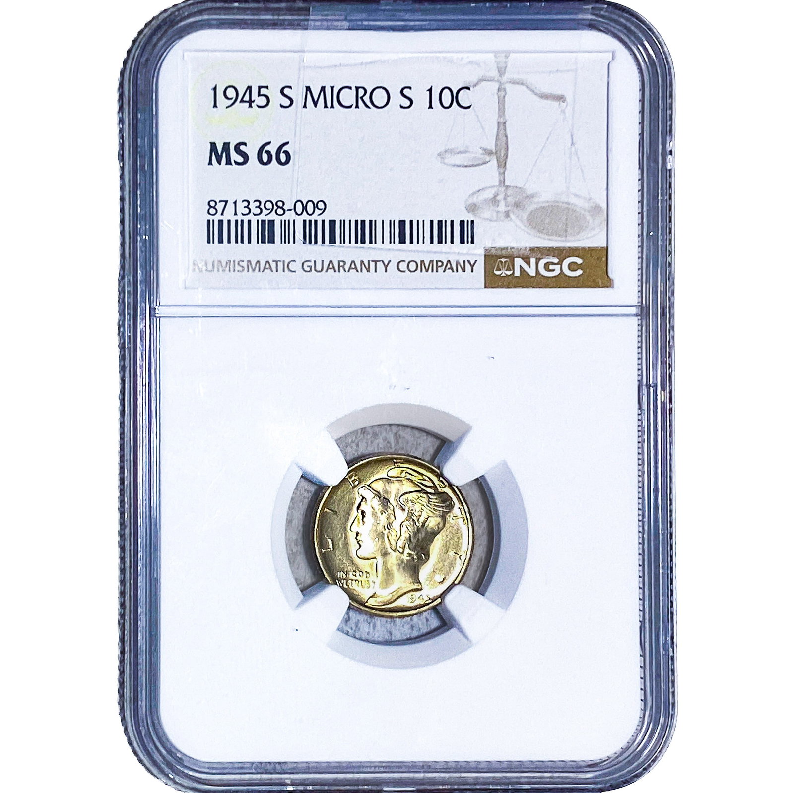 1945-S Mercury Silver Dime NGC MS66 Micro S: 1945-S Mercury Silver Dime NGC MS66 Micro S