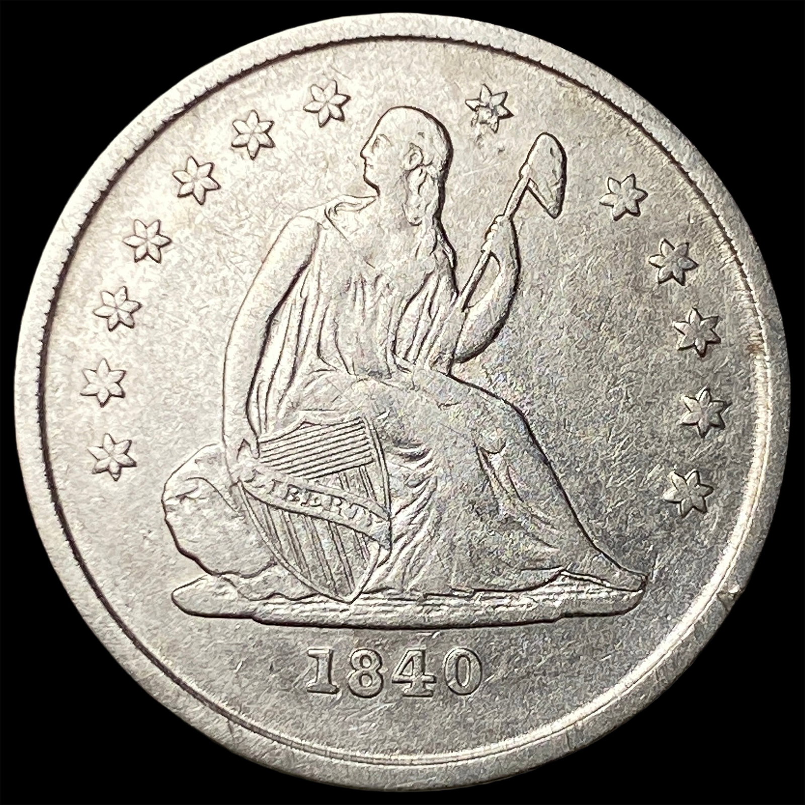 1840-O Silver Seated Liberty Quarter NEARLY UNCIRCULATED: 1840-O Silver Seated Liberty Quarter NEARLY UNCIRCULATED