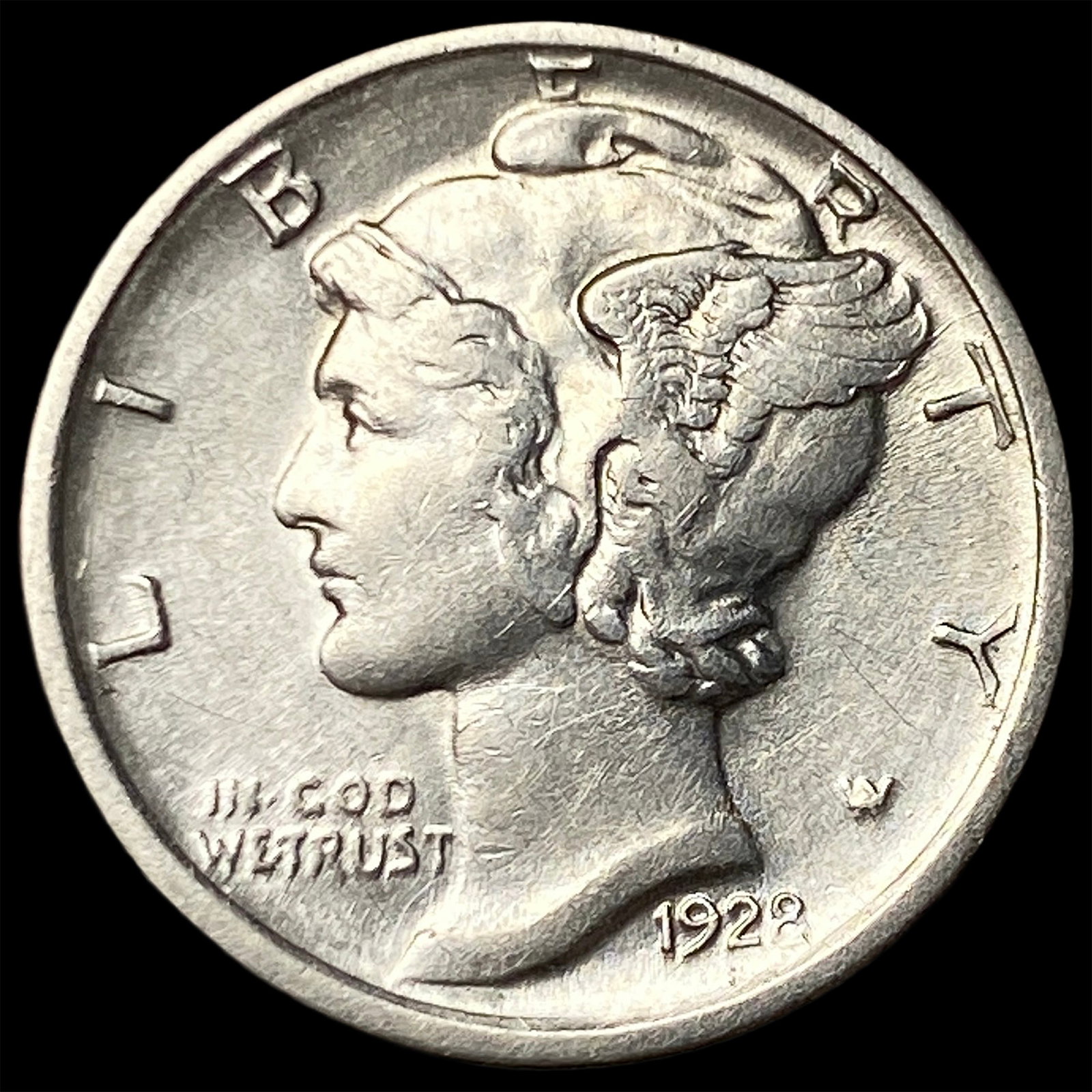 1928-D Silver Mercury Dime CLOSELY UNCIRCULATED: 1928-D Silver Mercury Dime CLOSELY UNCIRCULATED