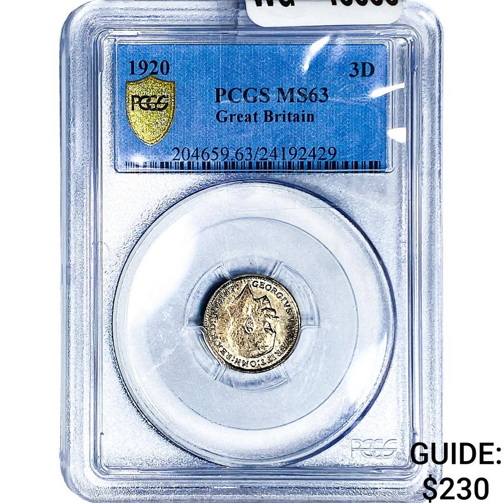 1920 Great Britain Silver 3 Pence PCGS MS63: 1920 Great Britain Silver 3 Pence PCGS MS63
