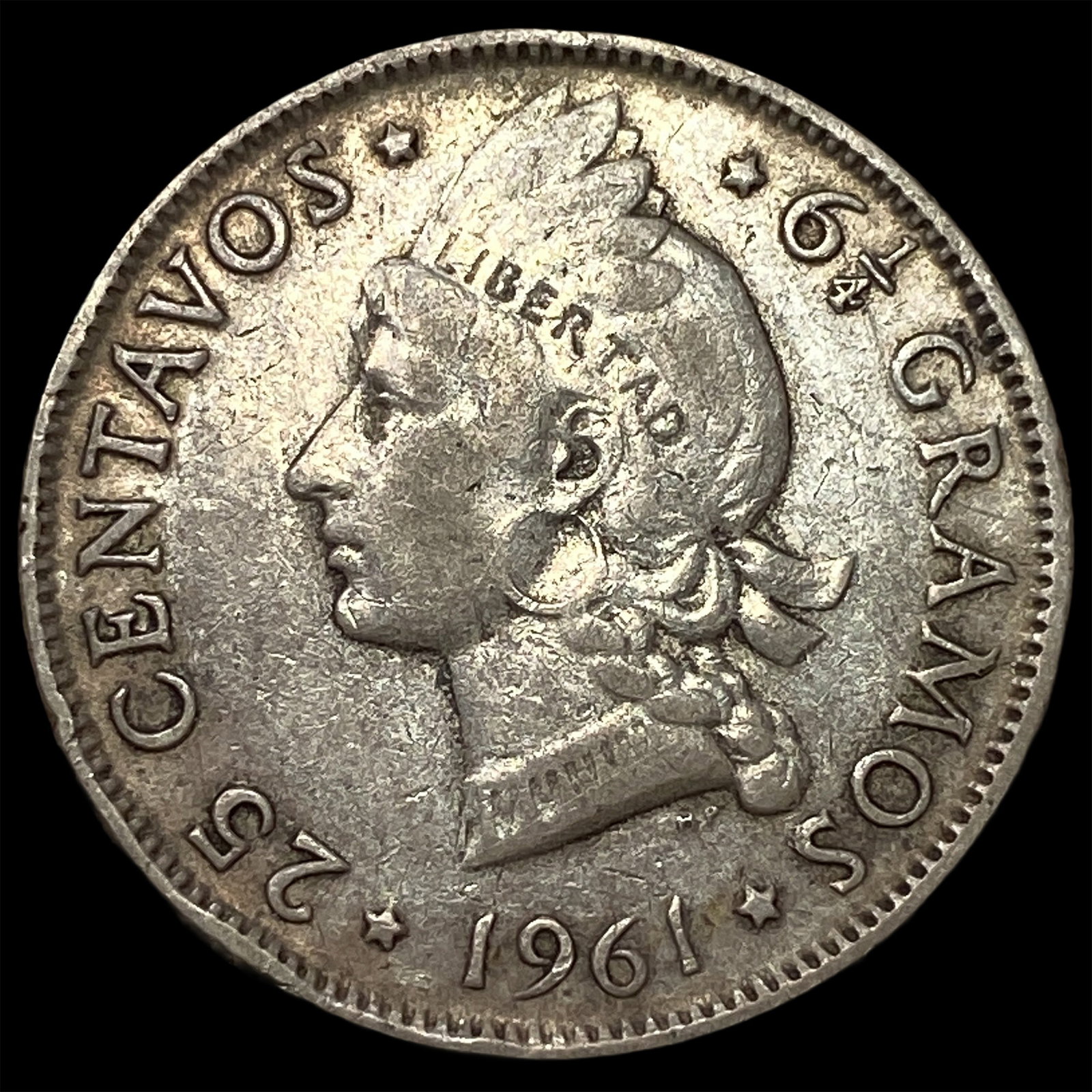 1961 Dominican Republic Silver 25 Centavos (1 of 2)