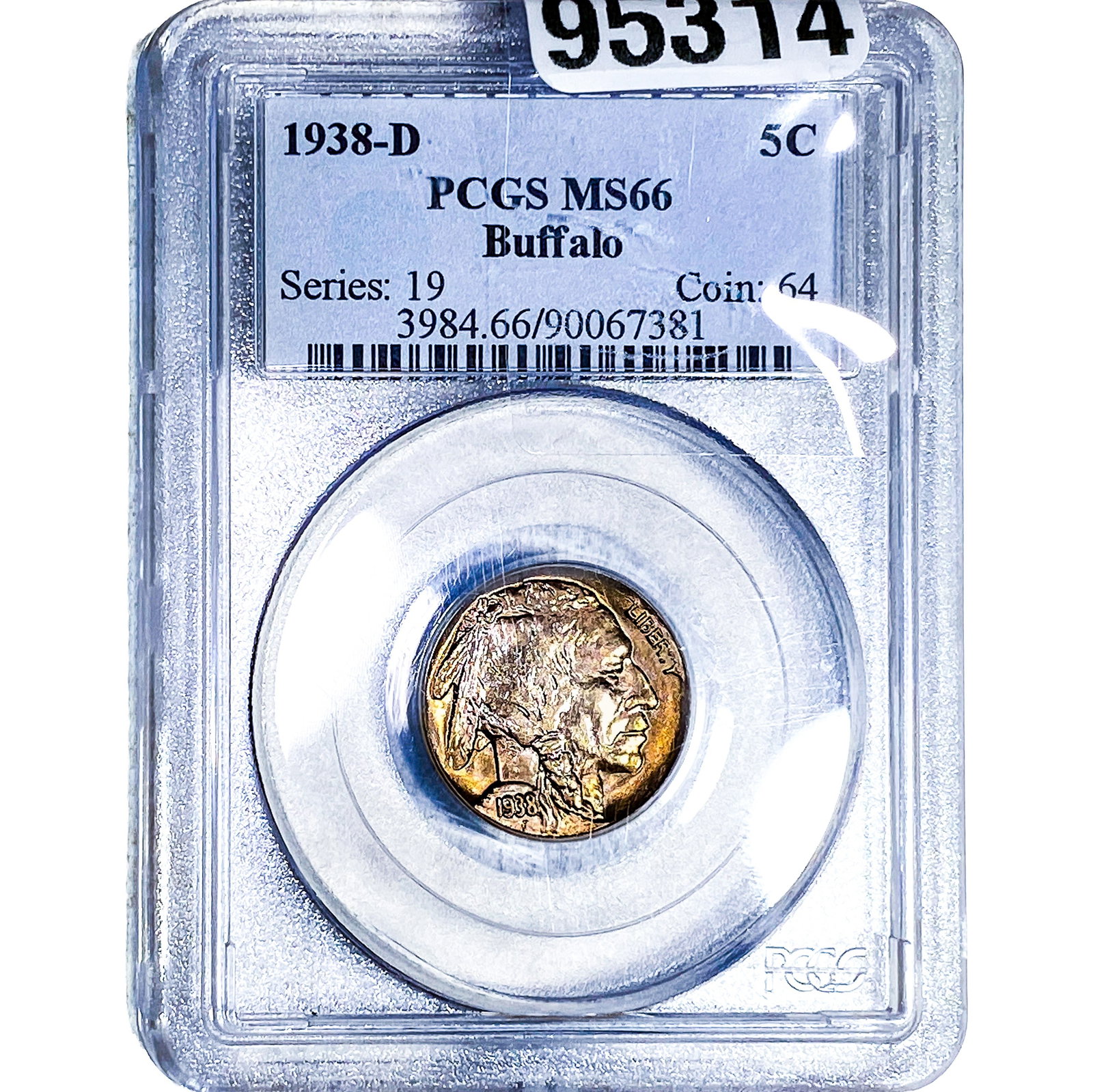 1938-D Buffalo Nickel PCGS MS66: 1938-D Buffalo Nickel PCGS MS66