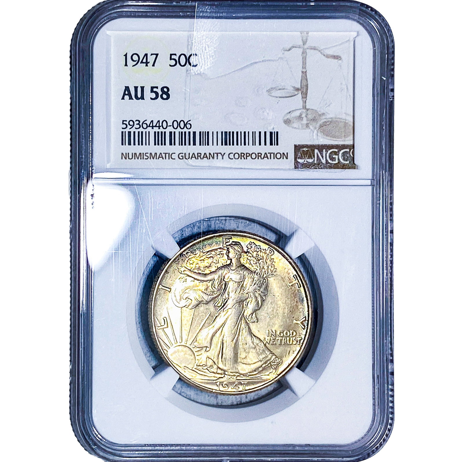 1947 Walking Liberty Half Dollar NGC AU58: 1947 Walking Liberty Half Dollar NGC AU58