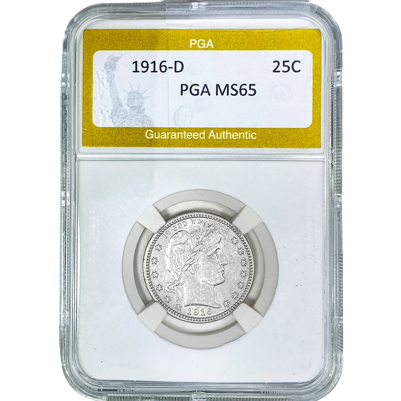 1916-D Barber Quarter PGA MS65: 1916-D Barber Quarter PGA MS65