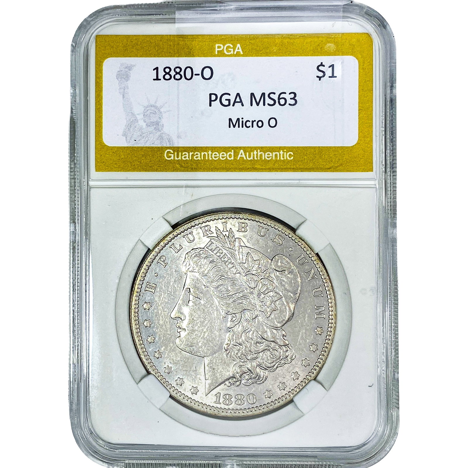 1880-O Morgan Silver Dollar PGA MS63 Micro O: 1880-O Morgan Silver Dollar PGA MS63 Micro O