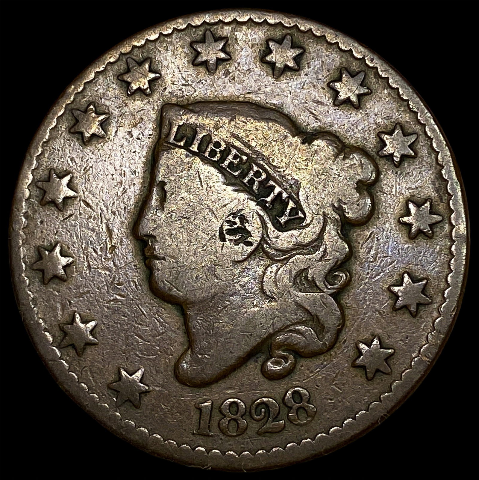 1828 Coronet Head Large Cent NICELY CIRCULATED: 1828 Coronet Head Large Cent NICELY CIRCULATED