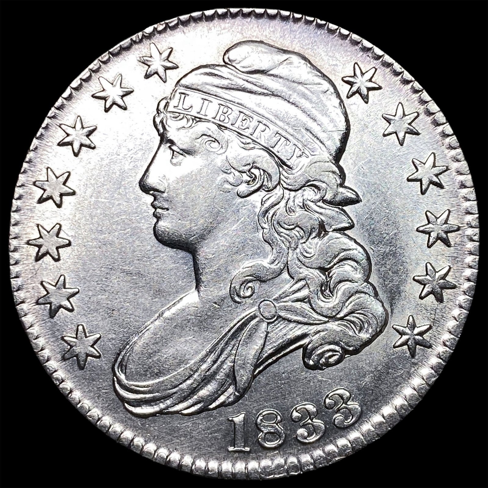 1833 Capped Bust Half Dollar CLOSELY UNCIRCULATED: 1833 Capped Bust Half Dollar CLOSELY UNCIRCULATED