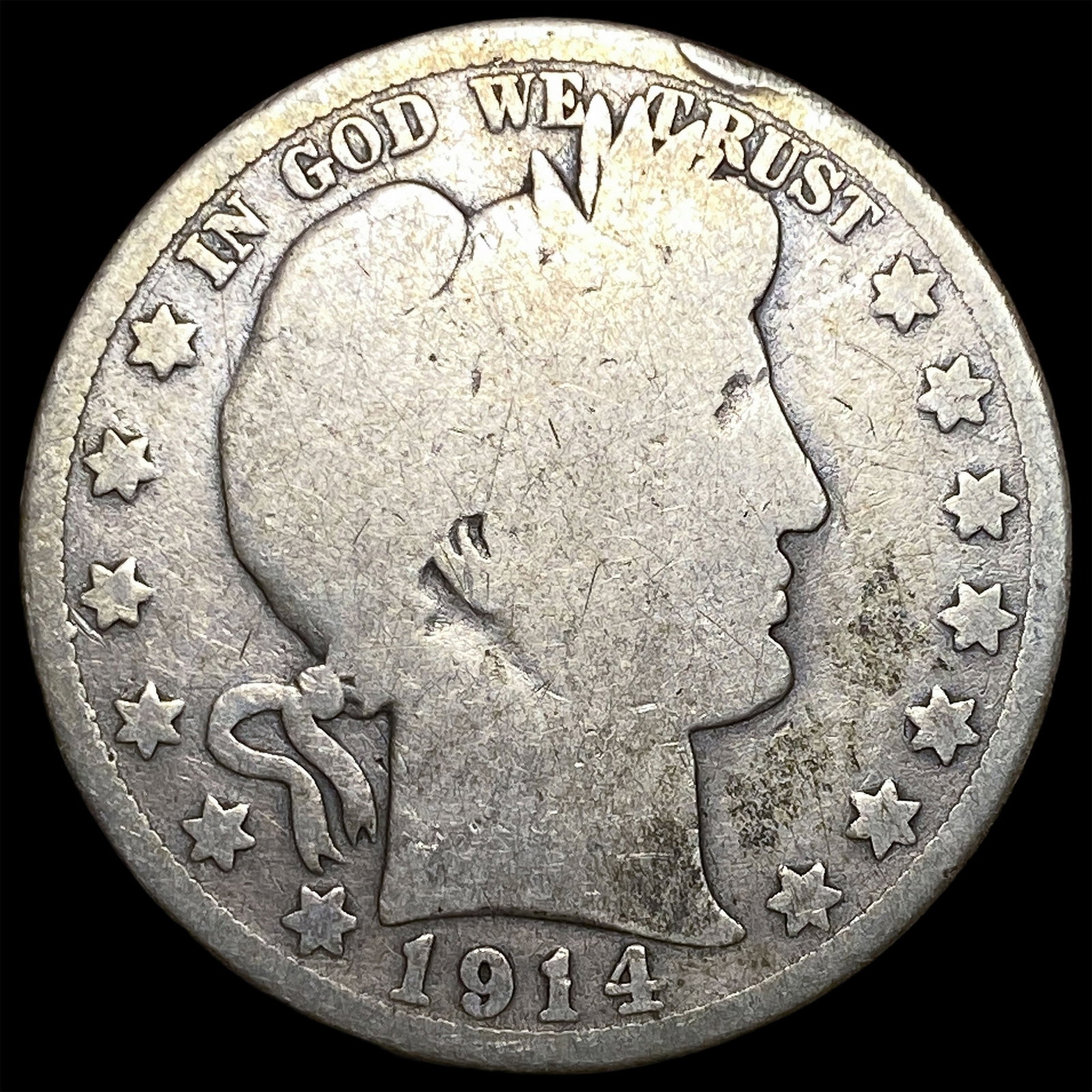 1914 Silver Barber Half Dollar NICELY CIRCULATED: 1914 Silver Barber Half Dollar NICELY CIRCULATED