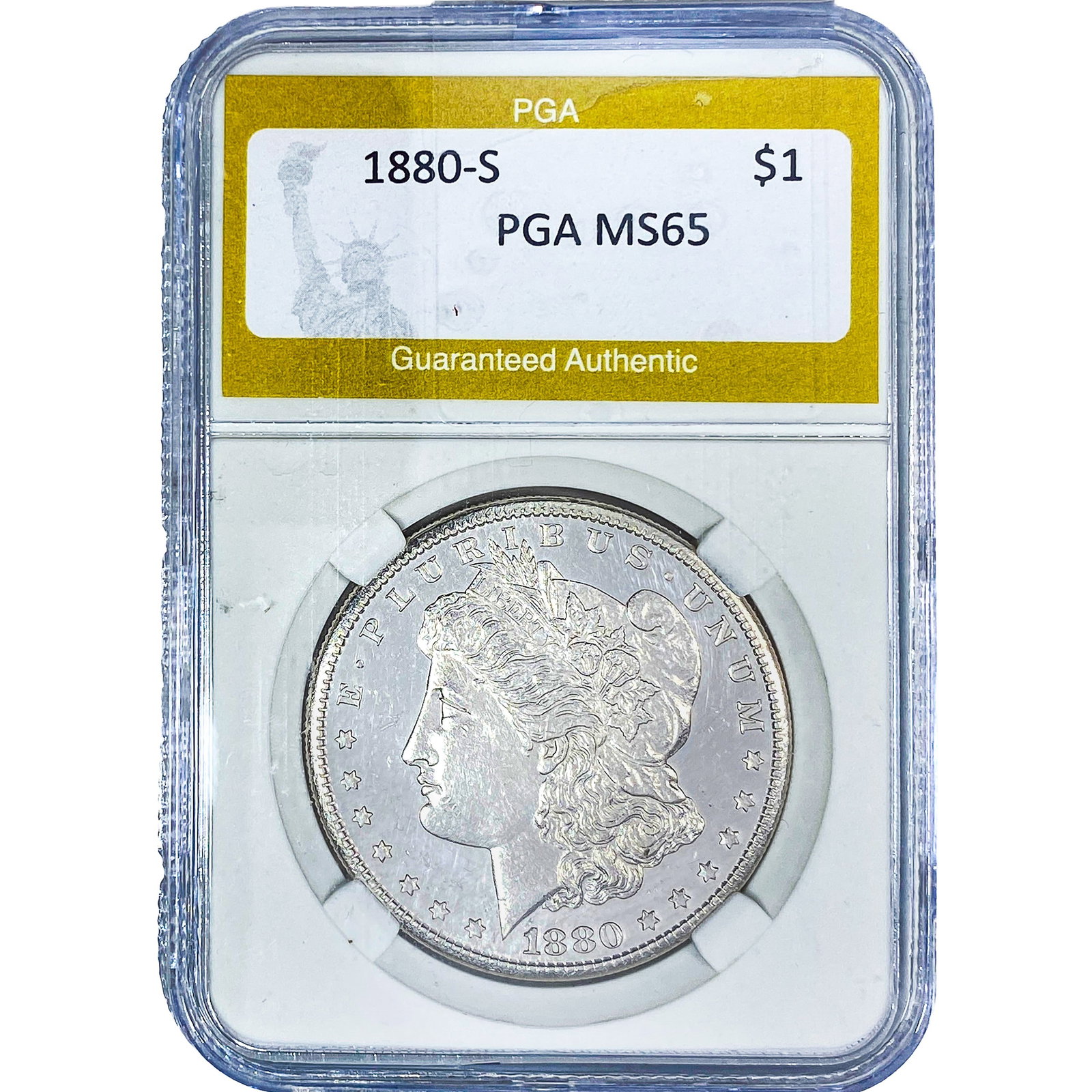 1880-S Morgan Silver Dollar PGA MS65: 1880-S Morgan Silver Dollar PGA MS65