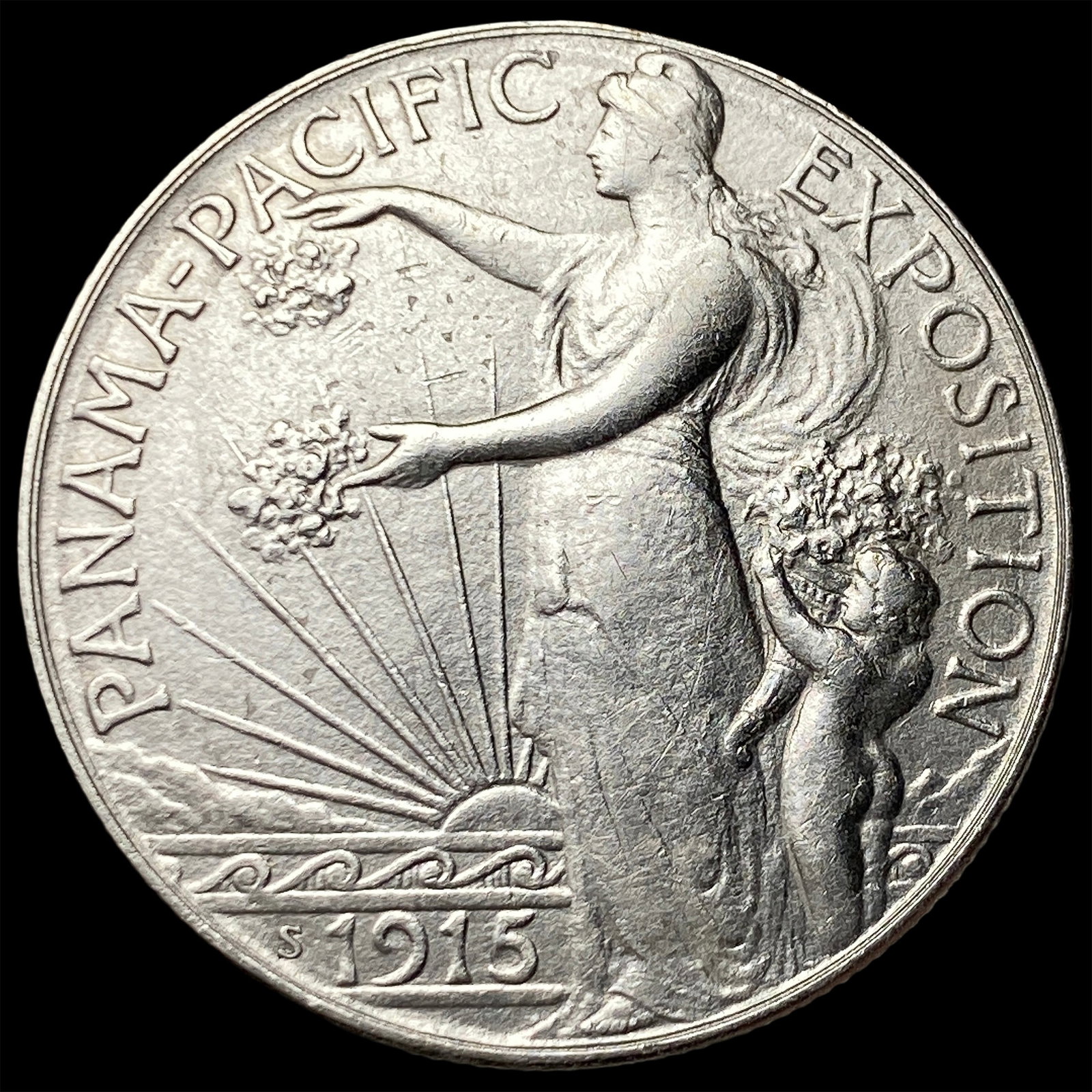 1915-S Silver Panama-Pacific Half Dollar CLOSELY UNCIRCULATED: 1915-S Silver Panama-Pacific Half Dollar CLOSELY UNCIRCULATED