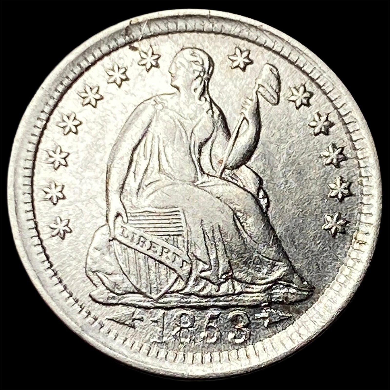 1853 Arrows Silver Seated Liberty Half Dime UNCIRCULATED: 1853 Arrows Silver Seated Liberty Half Dime UNCIRCULATED
