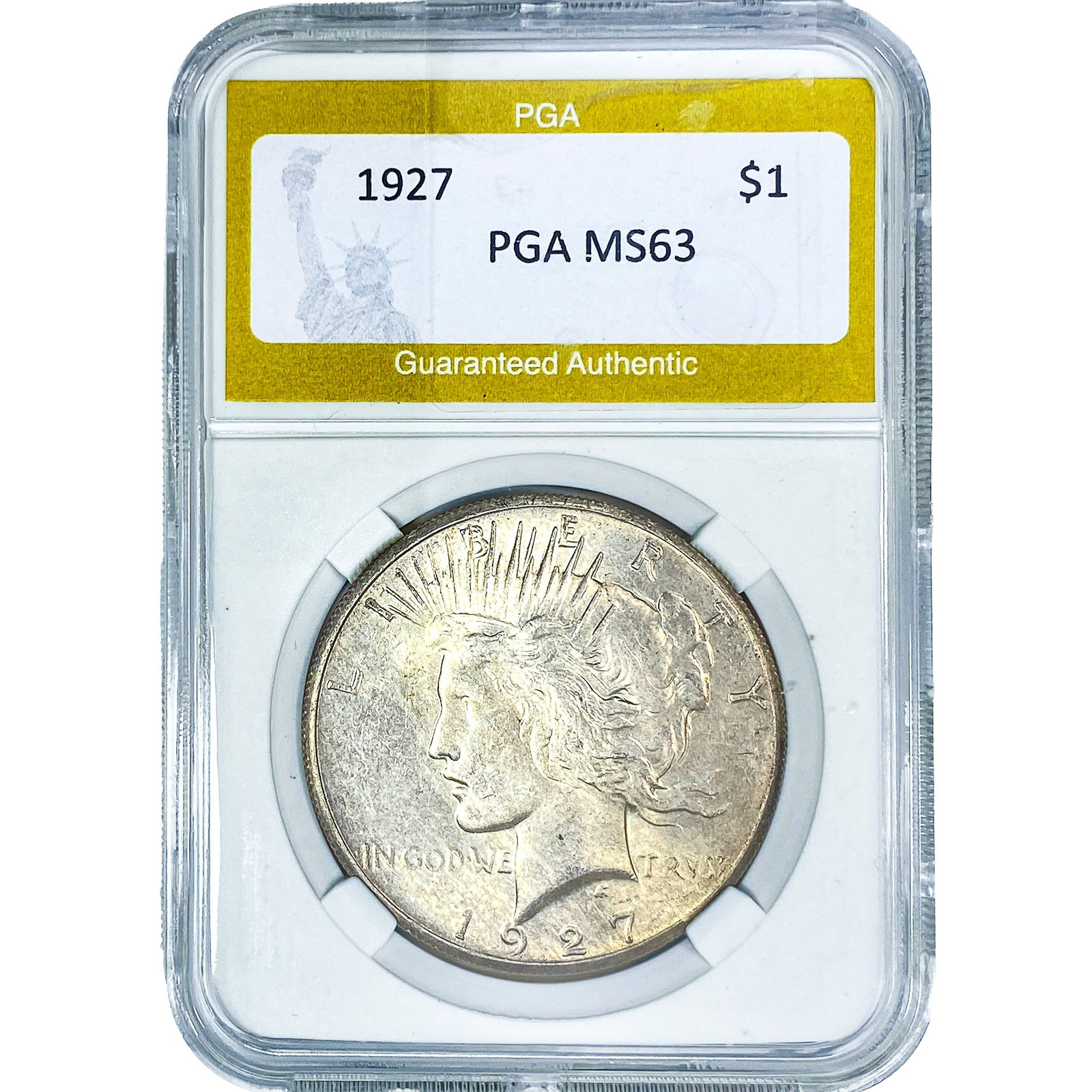 1927 Silver Peace Dollar PGA MS63: 1927 Silver Peace Dollar PGA MS63