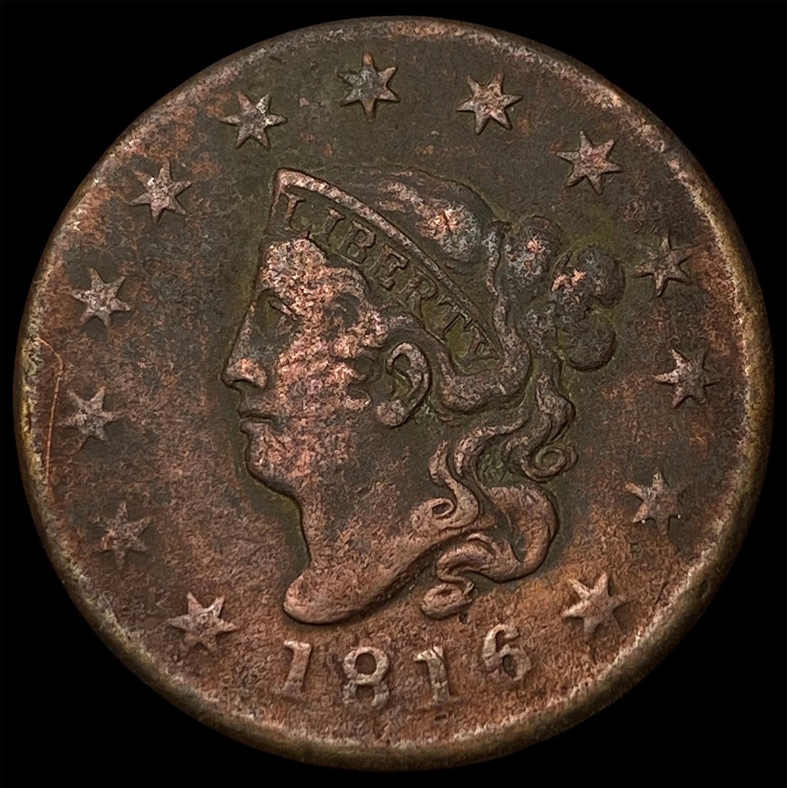 1816 Coronet Head Large Cent NICELY CIRCULATED: 1816 Coronet Head Large Cent NICELY CIRCULATED
