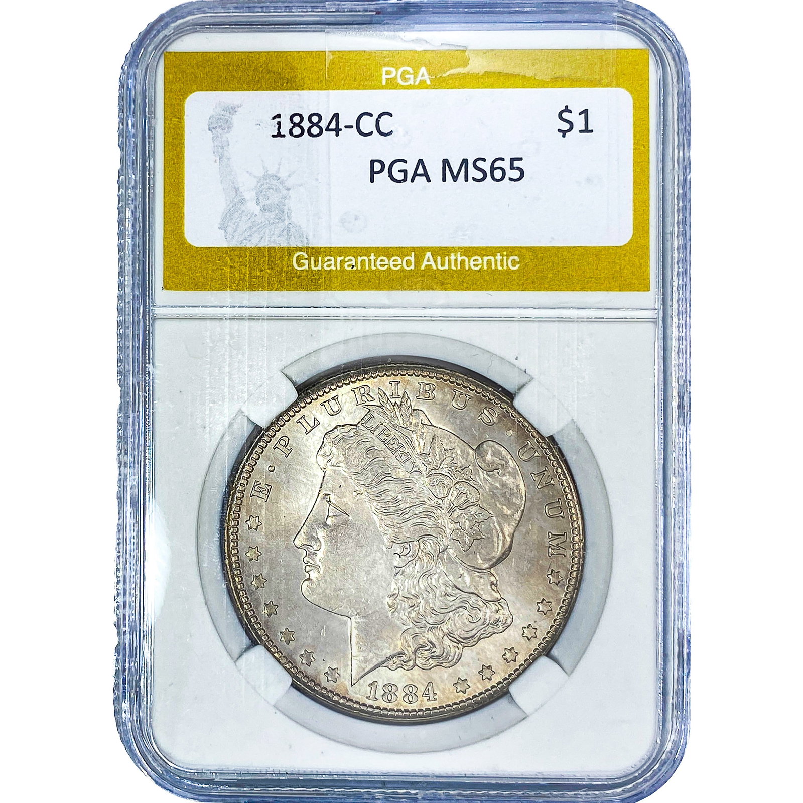1884-CC Morgan Silver Dollar PGA MS65: 1884-CC Morgan Silver Dollar PGA MS65