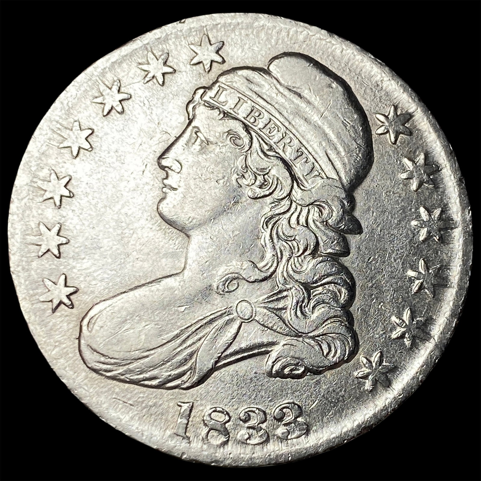 1833 Capped Bust Half Dollar CLOSELY UNCIRCULATED: 1833 Capped Bust Half Dollar CLOSELY UNCIRCULATED