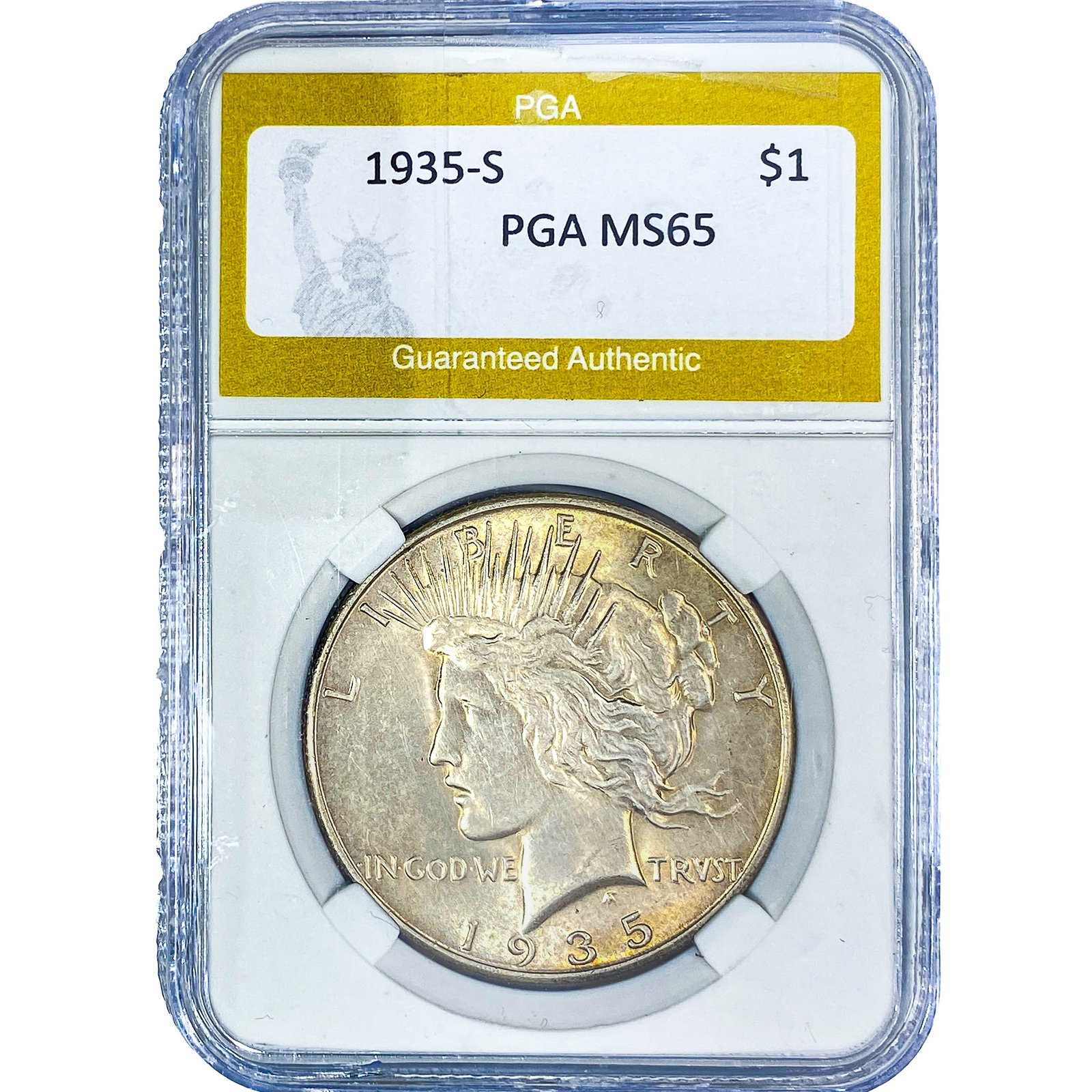 1935-S Silver Peace Dollar PGA MS65: 1935-S Silver Peace Dollar PGA MS65