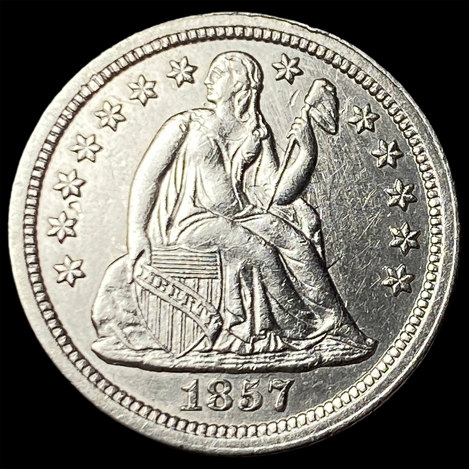 1857 Seated Liberty Dime UNCIRCULATED (1 of 2)