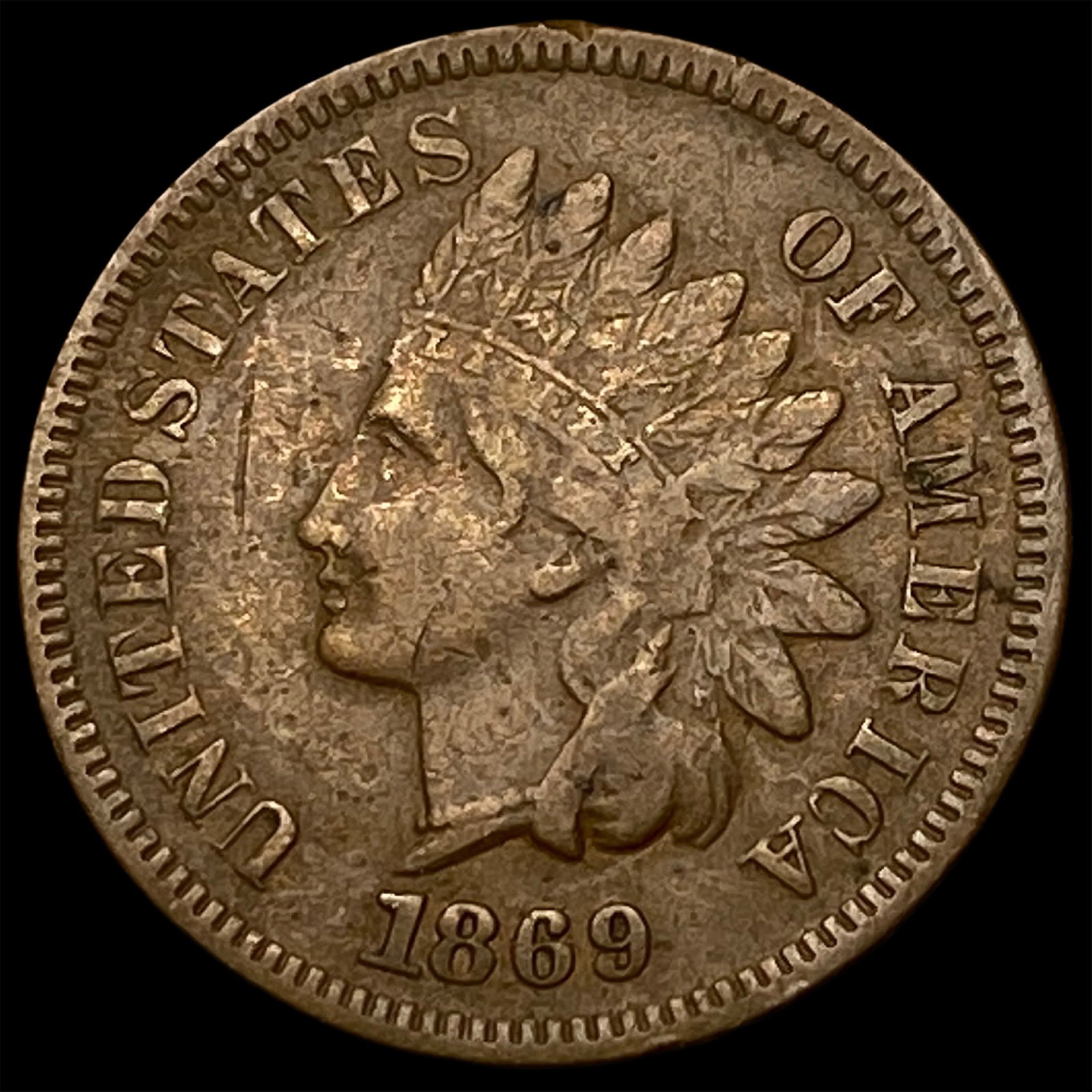 1869 Indian Head Cent NEARLY UNCIRCULATED: 1869 Indian Head Cent NEARLY UNCIRCULATED