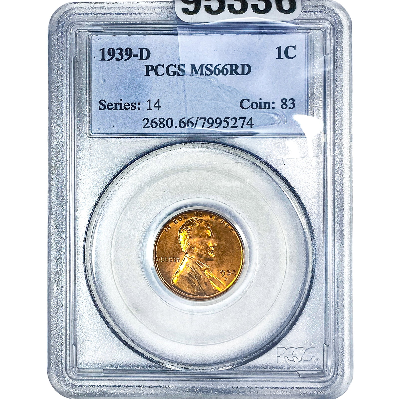 1939-D Wheat Cent PCGS MS66 RD: 1939-D Wheat Cent PCGS MS66 RD