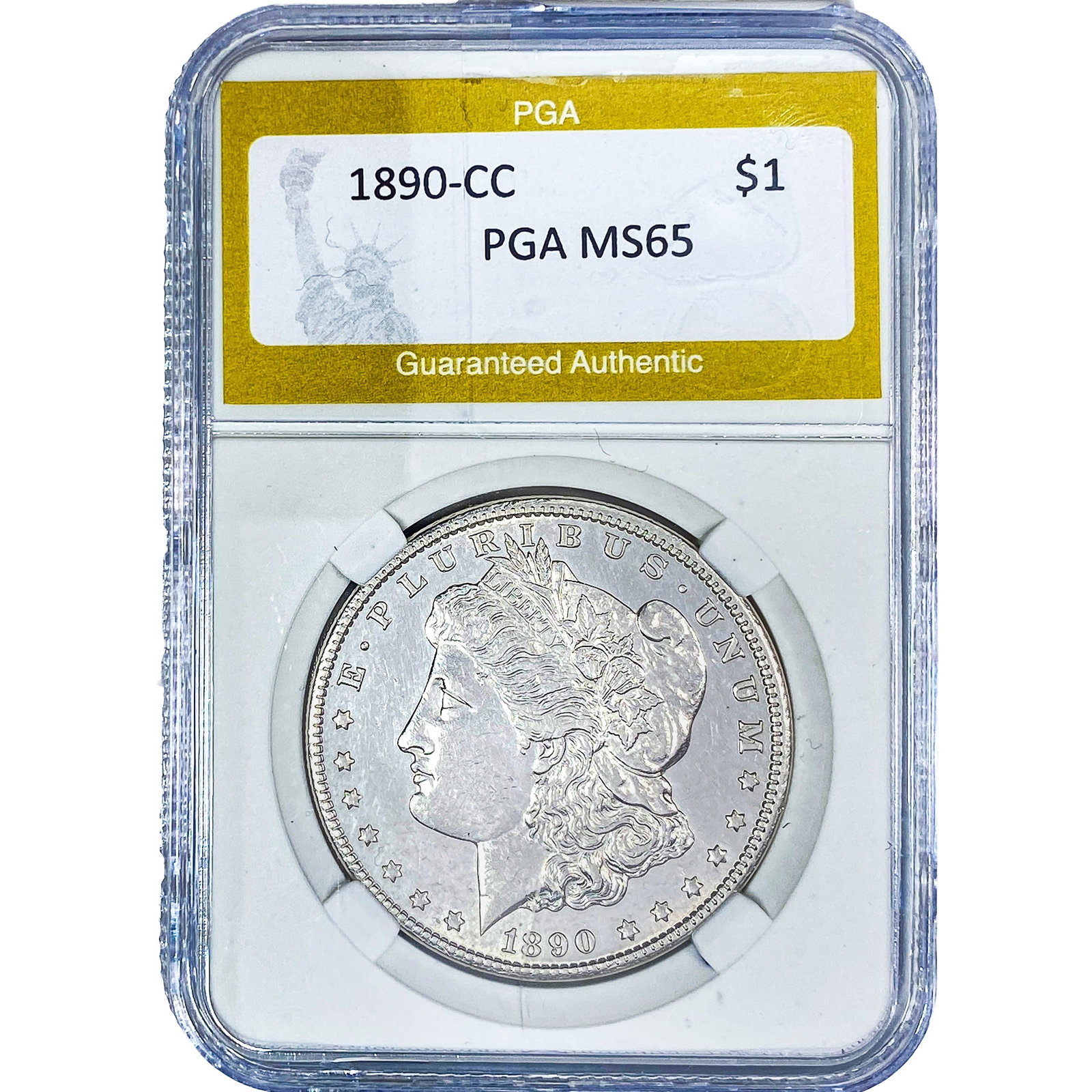 1890-CC Morgan Silver Dollar PGA MS65: 1890-CC Morgan Silver Dollar PGA MS65