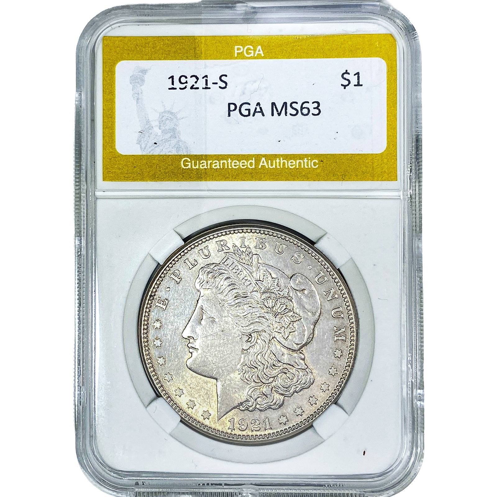 1921-S Morgan Silver Dollar PGA MS63: 1921-S Morgan Silver Dollar PGA MS63