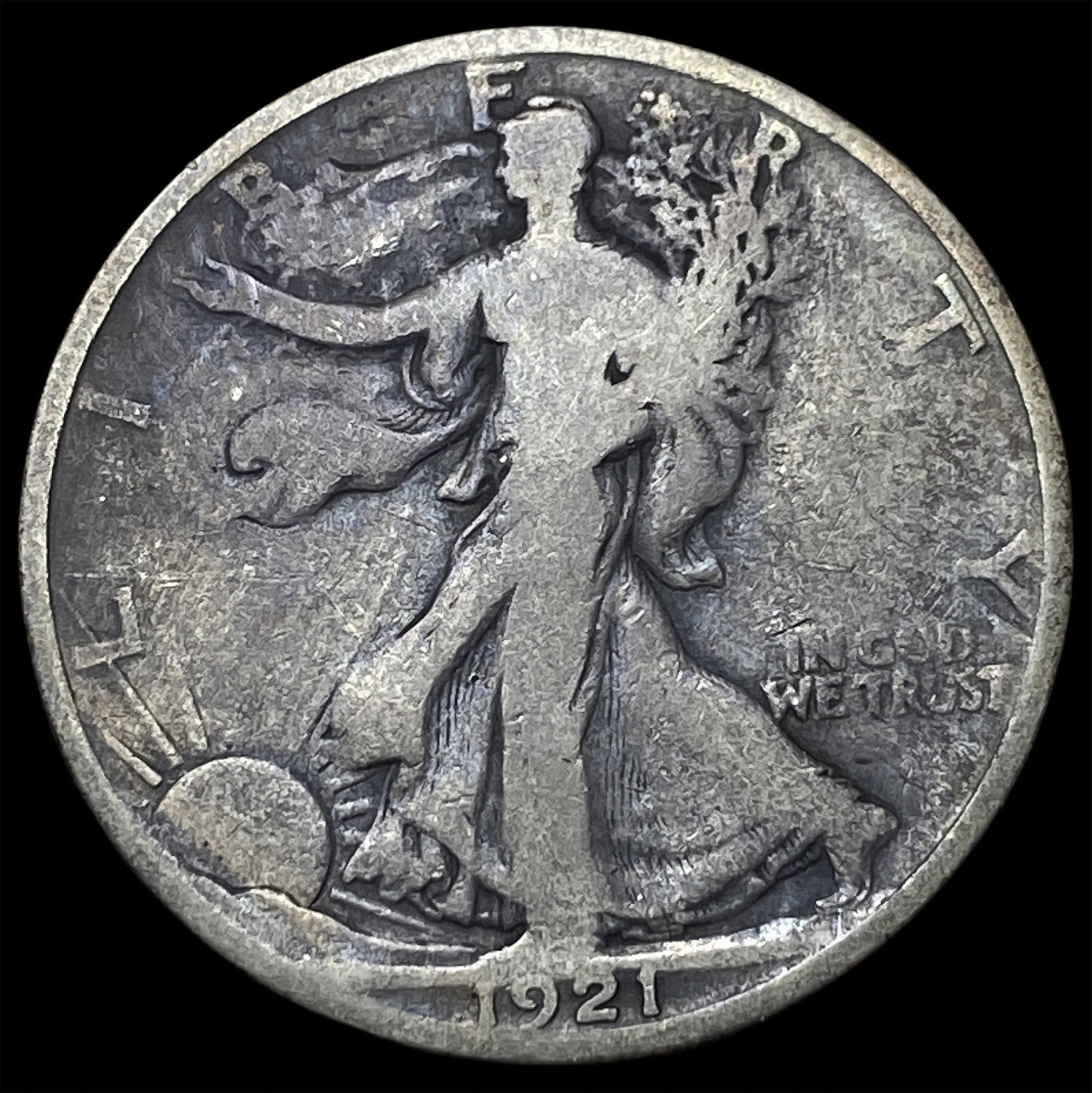 1921-D Silver Walking Liberty Half Dollar LIGHTLY CIRCULATED: 1921-D Silver Walking Liberty Half Dollar LIGHTLY CIRCULATED