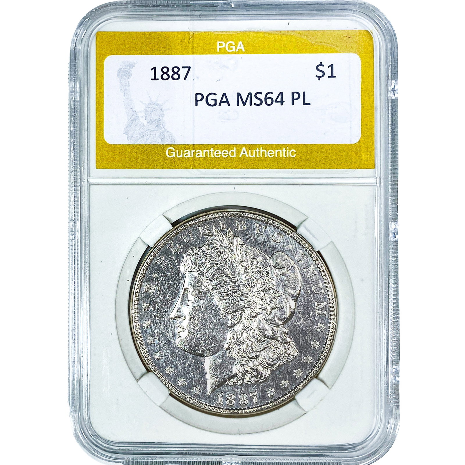 1887 Morgan Silver Dollar PGA MS64 PL: 1887 Morgan Silver Dollar PGA MS64 PL