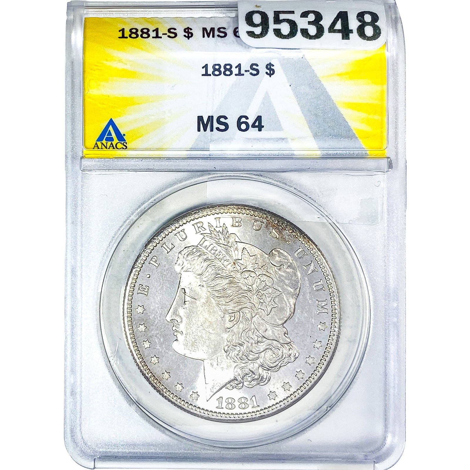 1881-S Morgan Silver Dollar ANACS MS64: 1881-S Morgan Silver Dollar ANACS MS64