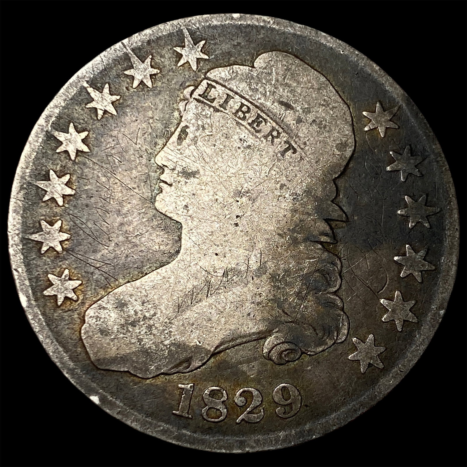 1829 Capped Bust Half Dollar NICELY CIRCULATED: 1829 Capped Bust Half Dollar NICELY CIRCULATED