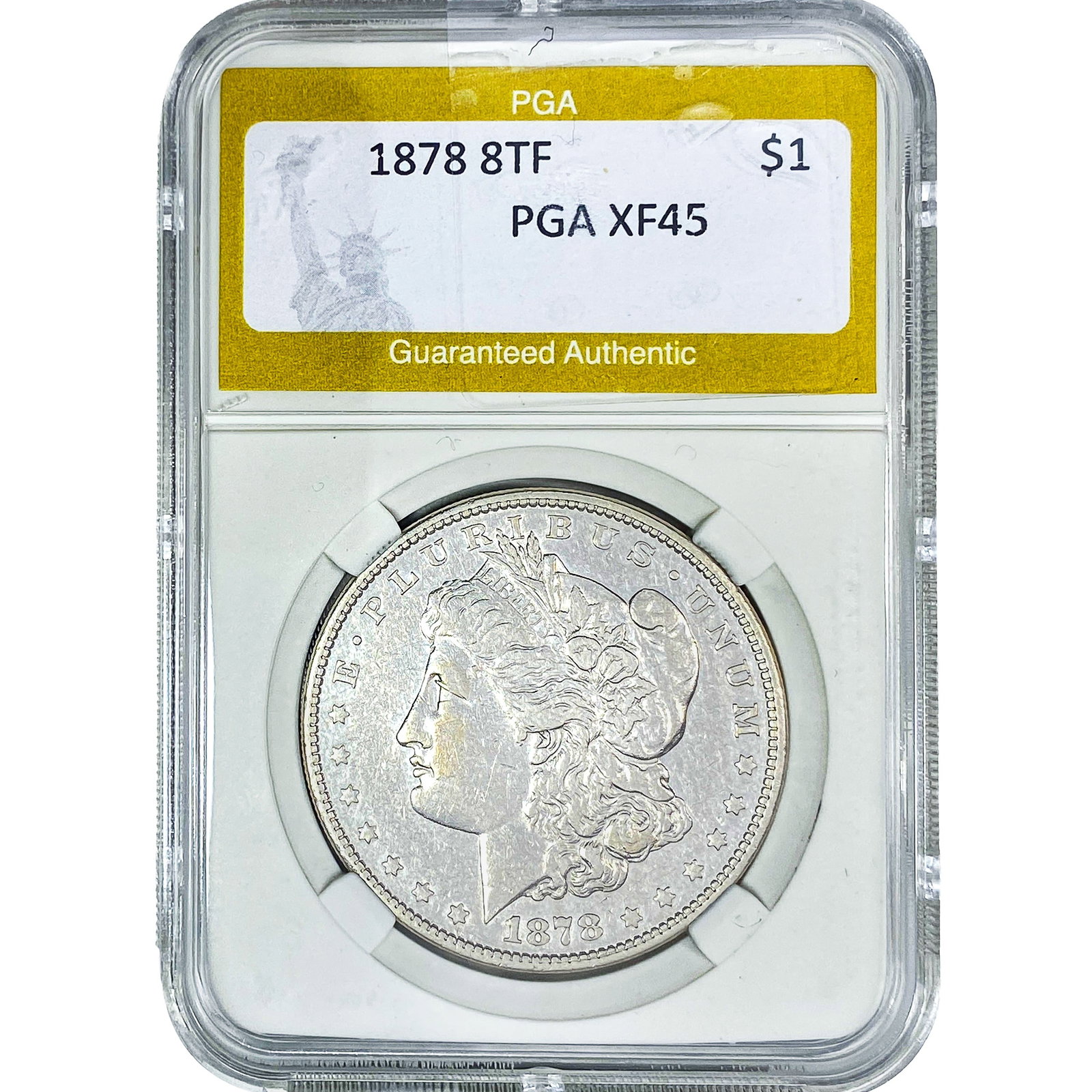 1878 8TF Morgan Silver Dollar PGA XF45: 1878 8TF Morgan Silver Dollar PGA XF45