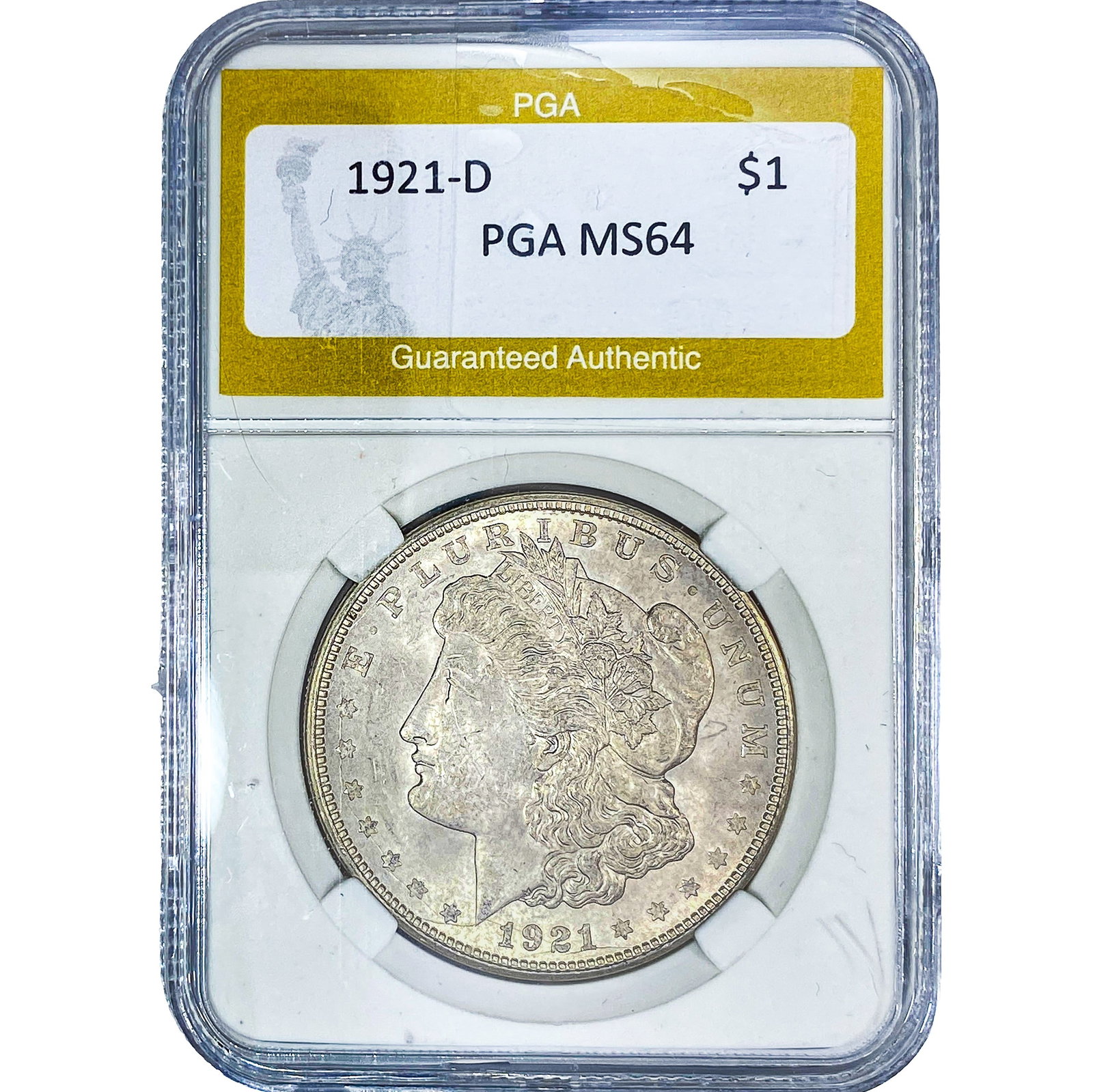 1921-D Morgan Silver Dollar PGA MS64: 1921-D Morgan Silver Dollar PGA MS64