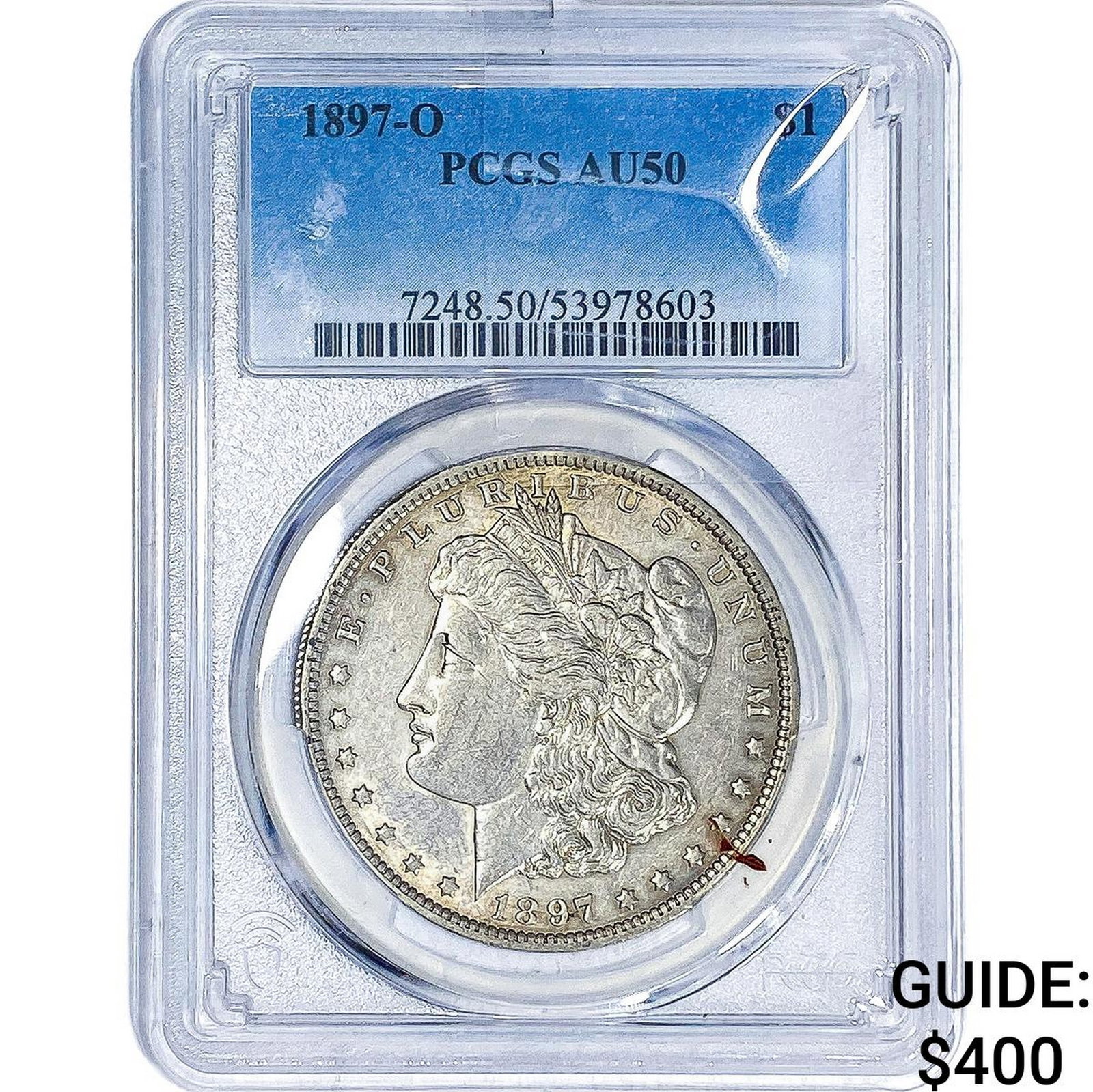 1897-O Morgan Silver Dollar PCGS AU50: 1897-O Morgan Silver Dollar PCGS AU50