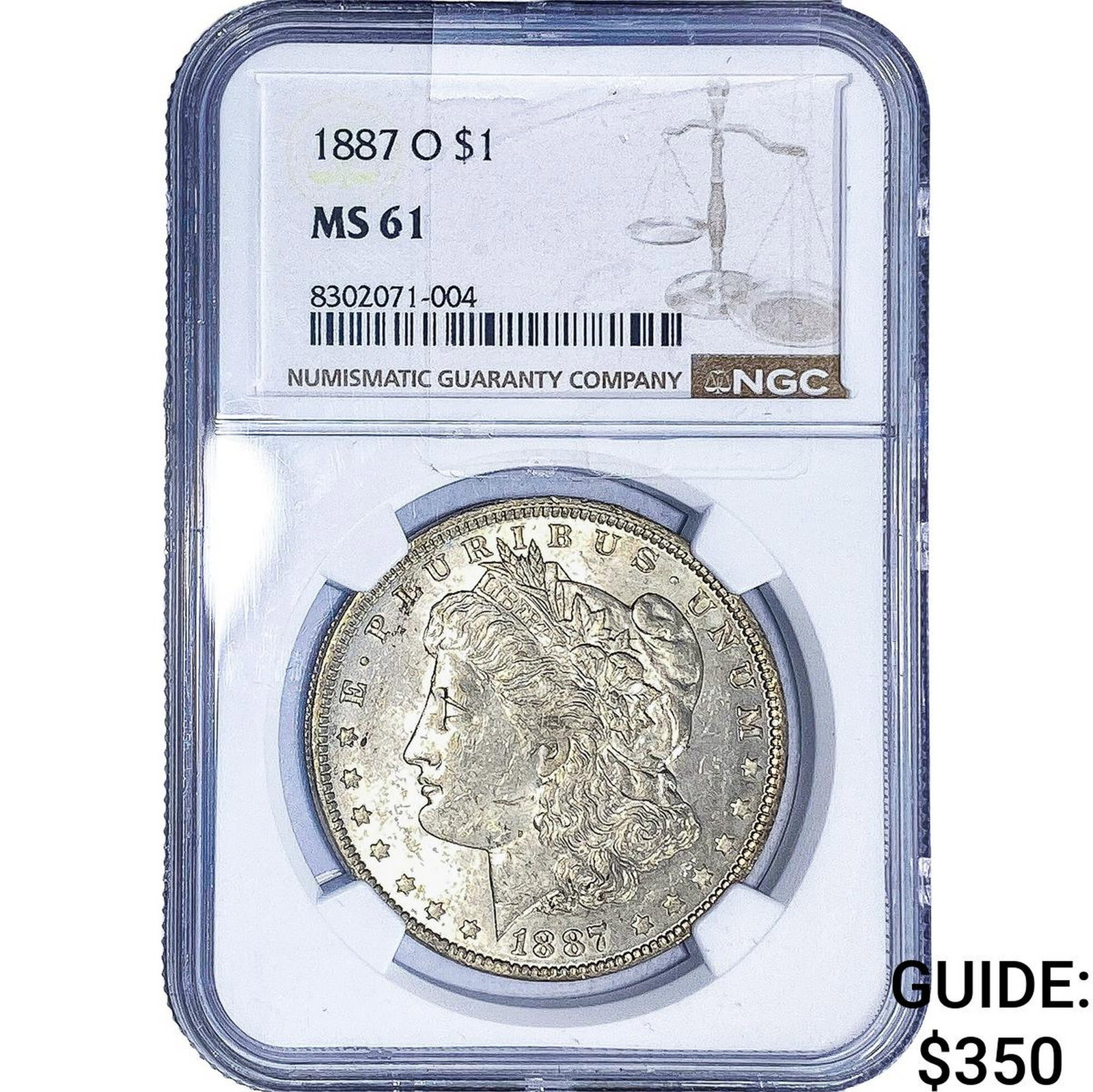 1887-O Morgan Silver Dollar NGC MS61: 1887-O Morgan Silver Dollar NGC MS61