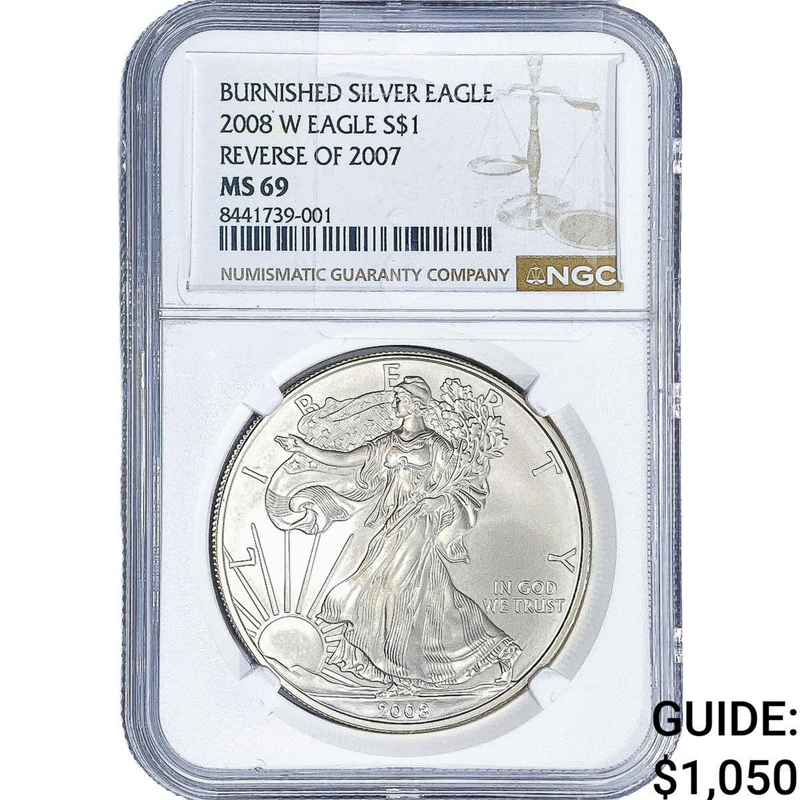 2008-W Silver Eagle NGC MS69: 2008-W Silver Eagle NGC MS69