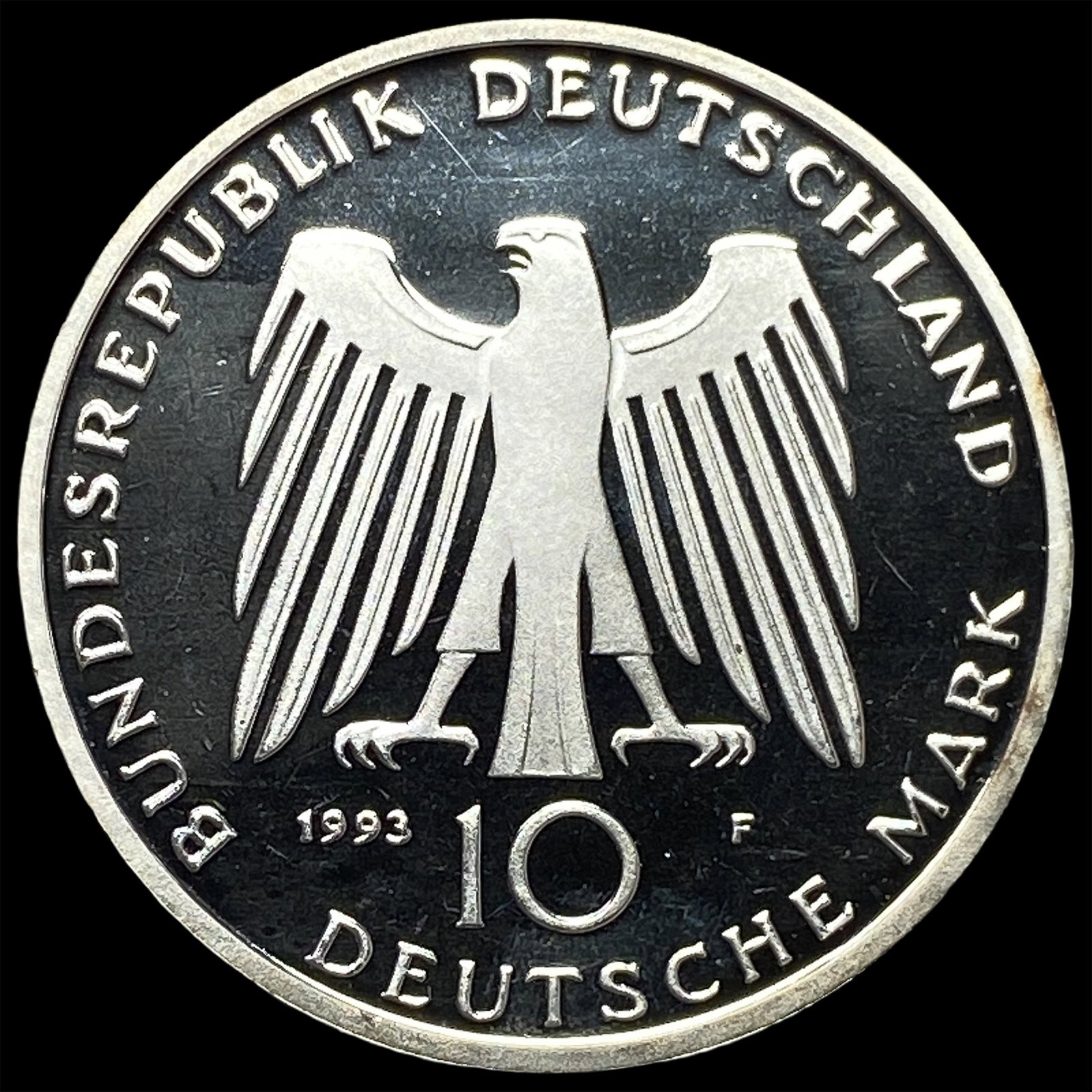 1993F Germany Silver 10 Mark .3114oz ASW Proof: 1993F Germany Silver 10 Mark .3114oz ASW Proof