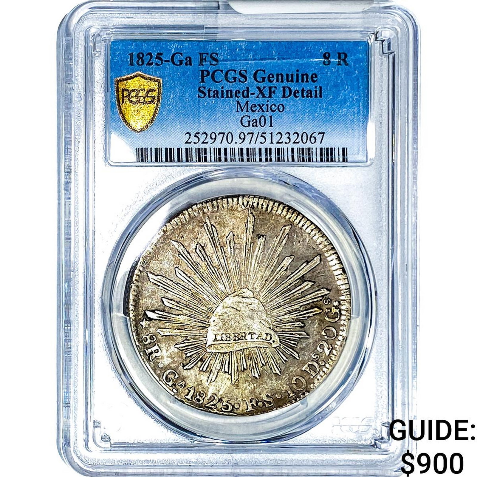 1825-Ga FS Mexico Silver 8 Reales PCGS XF Details: 1825-Ga FS Mexico Silver 8 Reales PCGS XF Details