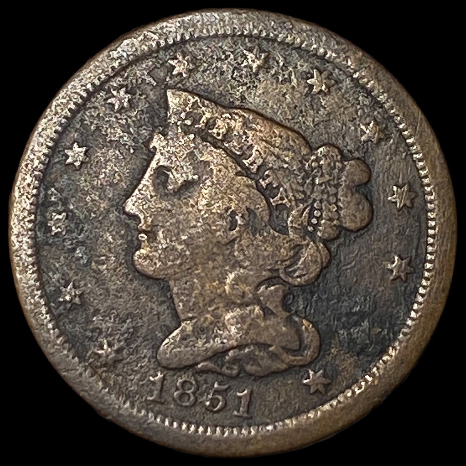 1851 Braided Hair Half Cent NICELY CIRCULATED: 1851 Braided Hair Half Cent NICELY CIRCULATED
