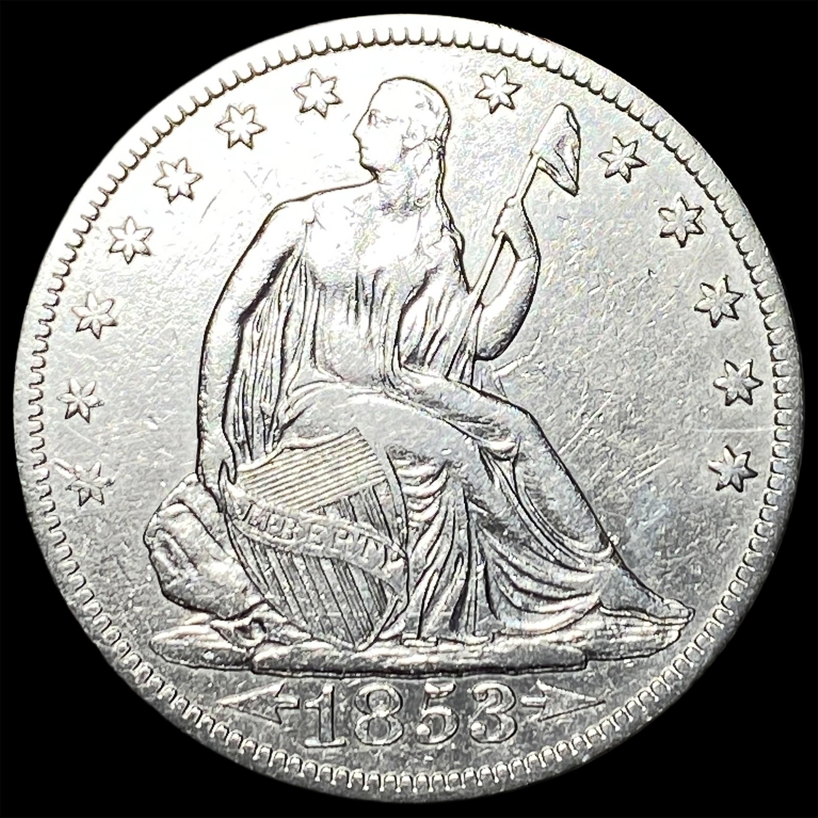 1853 Arrows Seated Liberty Half Dollar CHOICE AU: 1853 Arrows Seated Liberty Half Dollar CHOICE AU