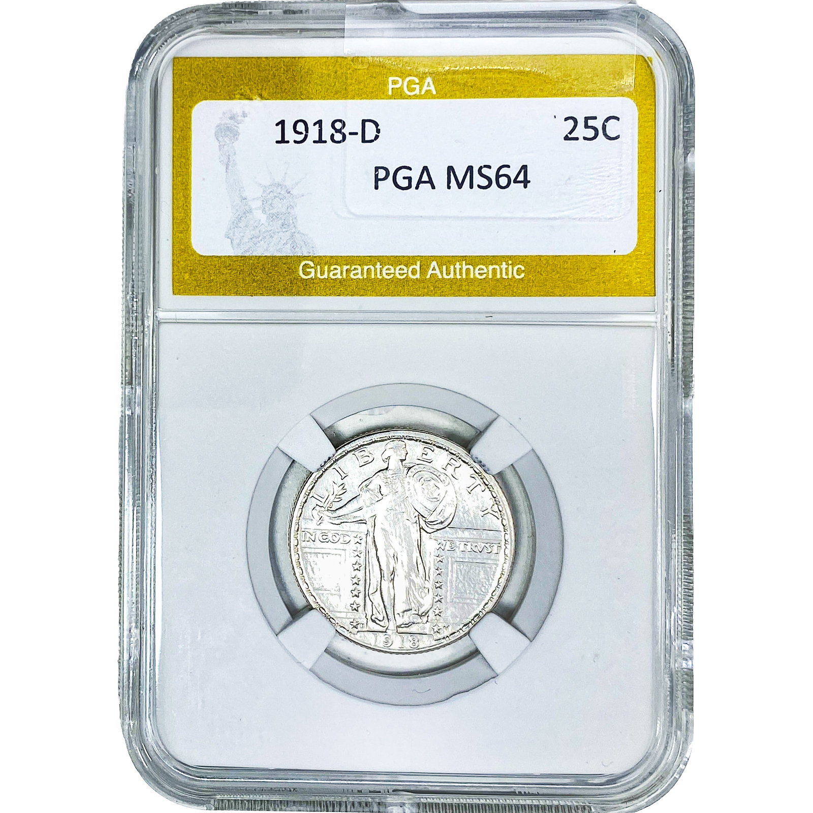 1918-D Standing Liberty Quarter PGA MS64: 1918-D Standing Liberty Quarter PGA MS64